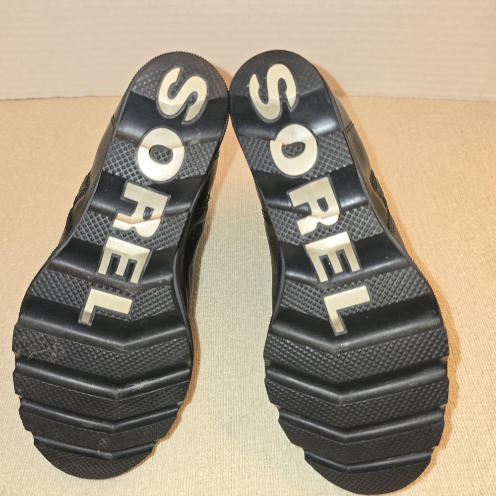 Sorel Joan of Arctic II Black Wedge Leather Ankle Boots size 7 - Picture 8 of 9